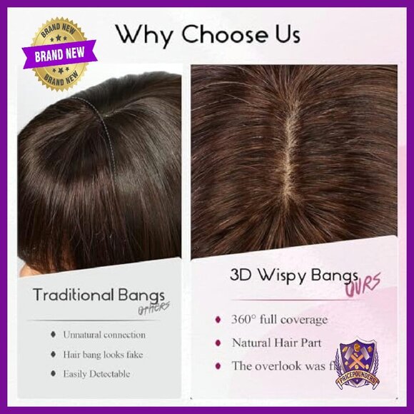 10 Inch Human Hair Clip-In Bangs with 3 Secure Clips, Wispy Fringes main image 4